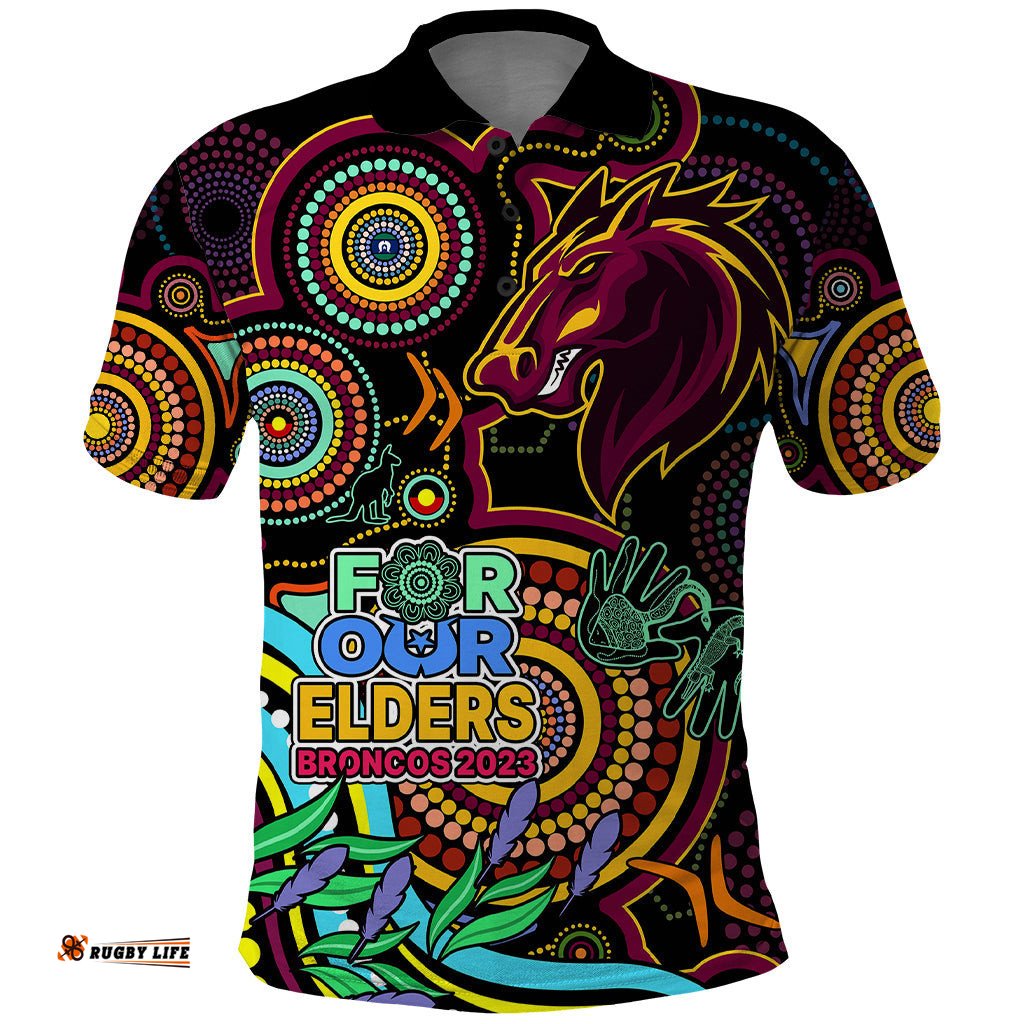 NAIDOC 2023 Broncos Rugby Polo Shirt Brisbane Indigenous Tribal