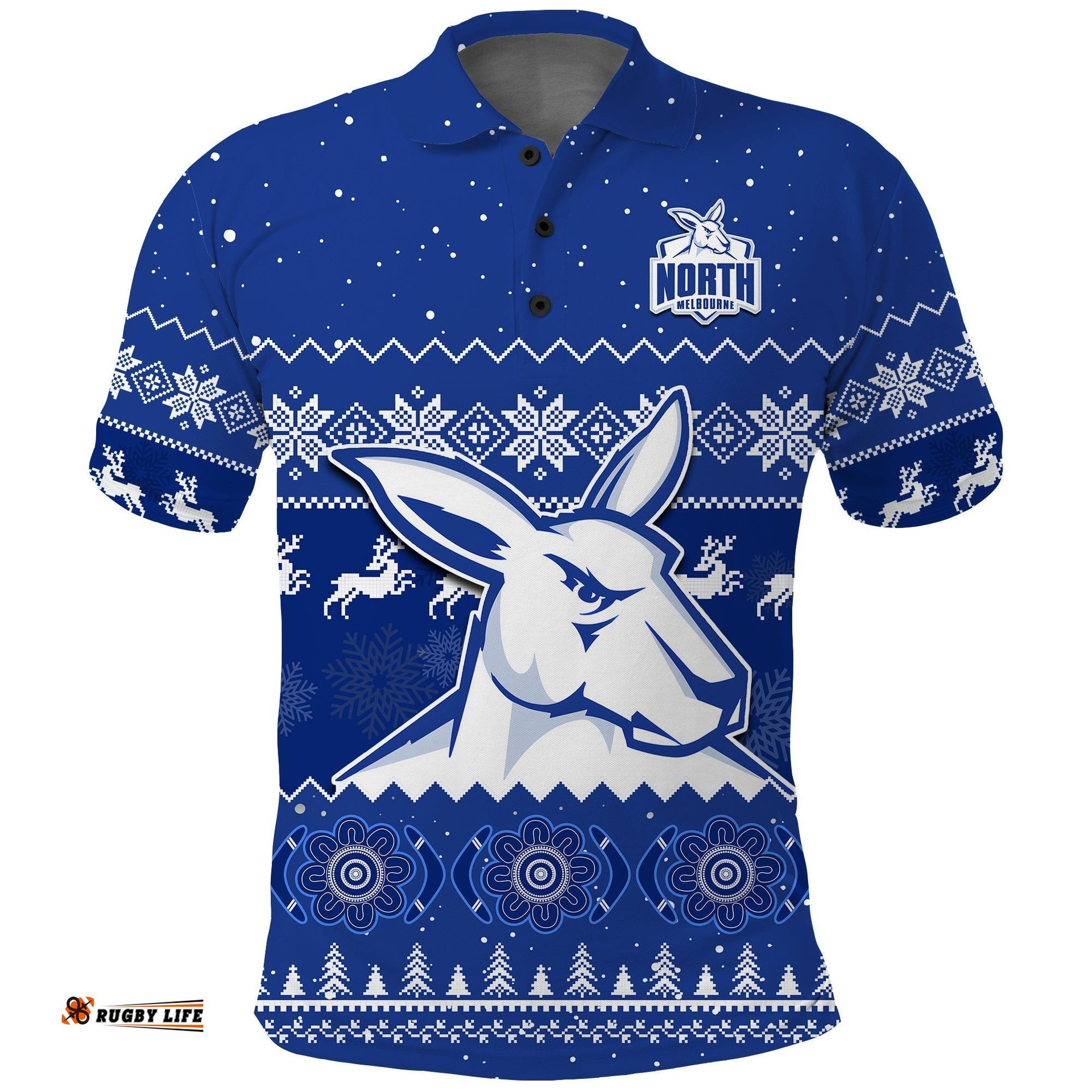 Melbourne Football Polo Shirt North Kangaroos Indigenous Merry Christmas Amazing Aussie