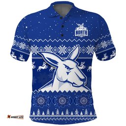 Melbourne Football Polo Shirt North Kangaroos Indigenous Merry Christmas Amazing Aussie