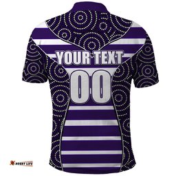 AFL - Freo Polo Shirt Mix Dot Aboriginal - Tee Aussie