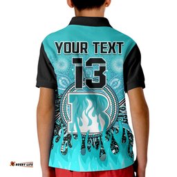 Custom Text and Number Brisbane Heat Polo Shirt Aboriginal Dot Fire Australia Cricket Amazing Aussie