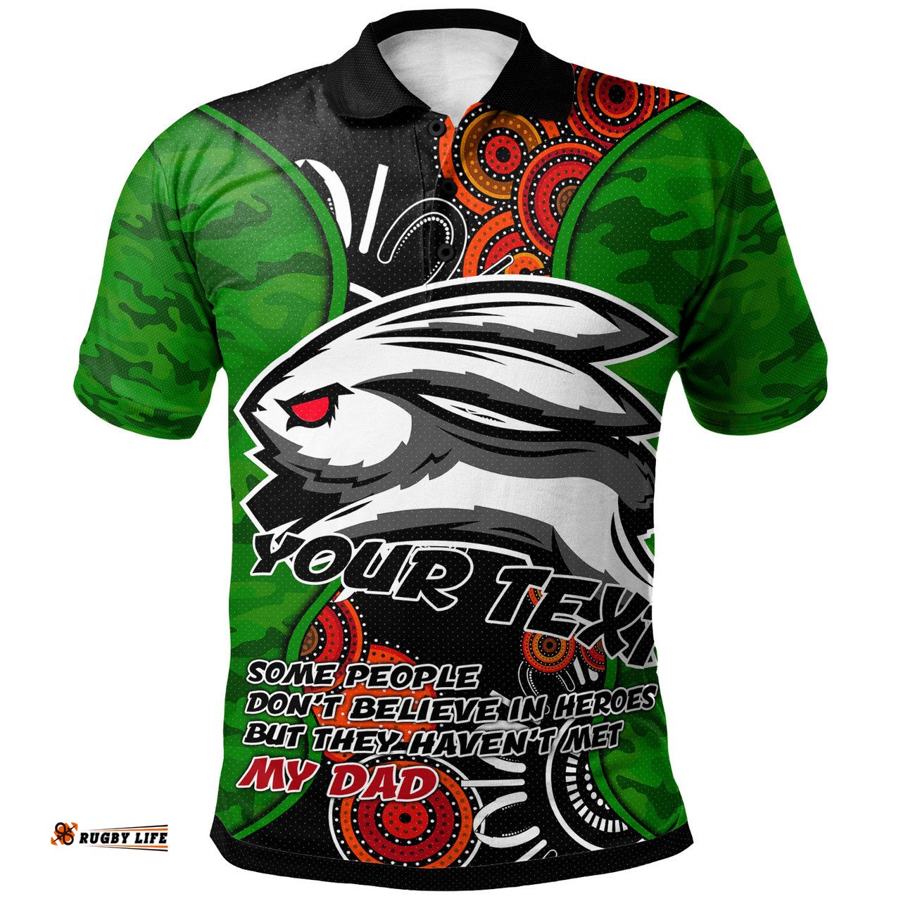 Amazing Aussie South Sydney Rabbitohs Custom Father's Day Indigenous Energy Polo Shirt