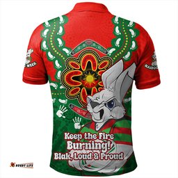 Amazing Aussie South Sydney Rabbitohs Aboriginal Inspired Naidoc Symbol Pattern Polo Shirt