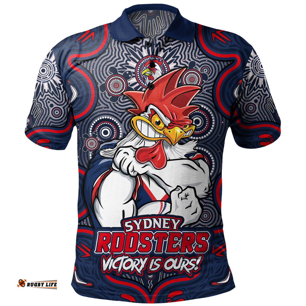 Amazing Aussie Sydney Roosters Aboriginal Pattern Inspired Victory Is Our Polo Shirt