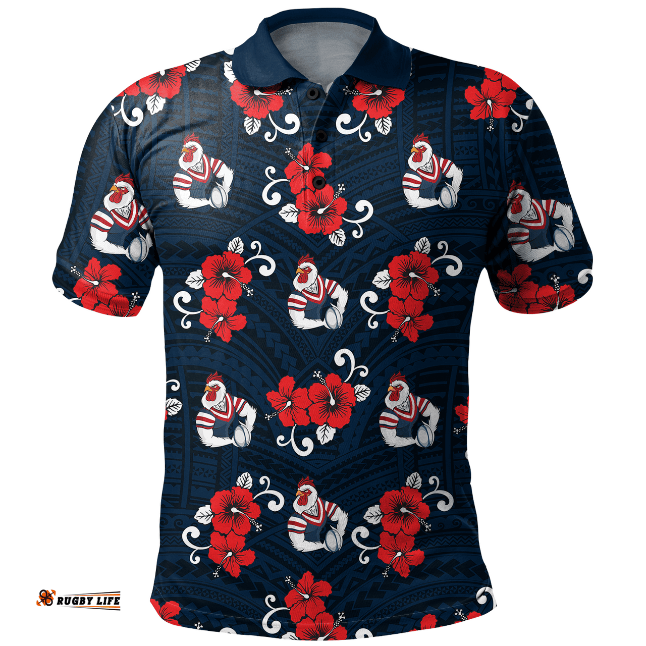 Amazing Aussie Sydney Roosters With Maori Pattern Polo Shirt