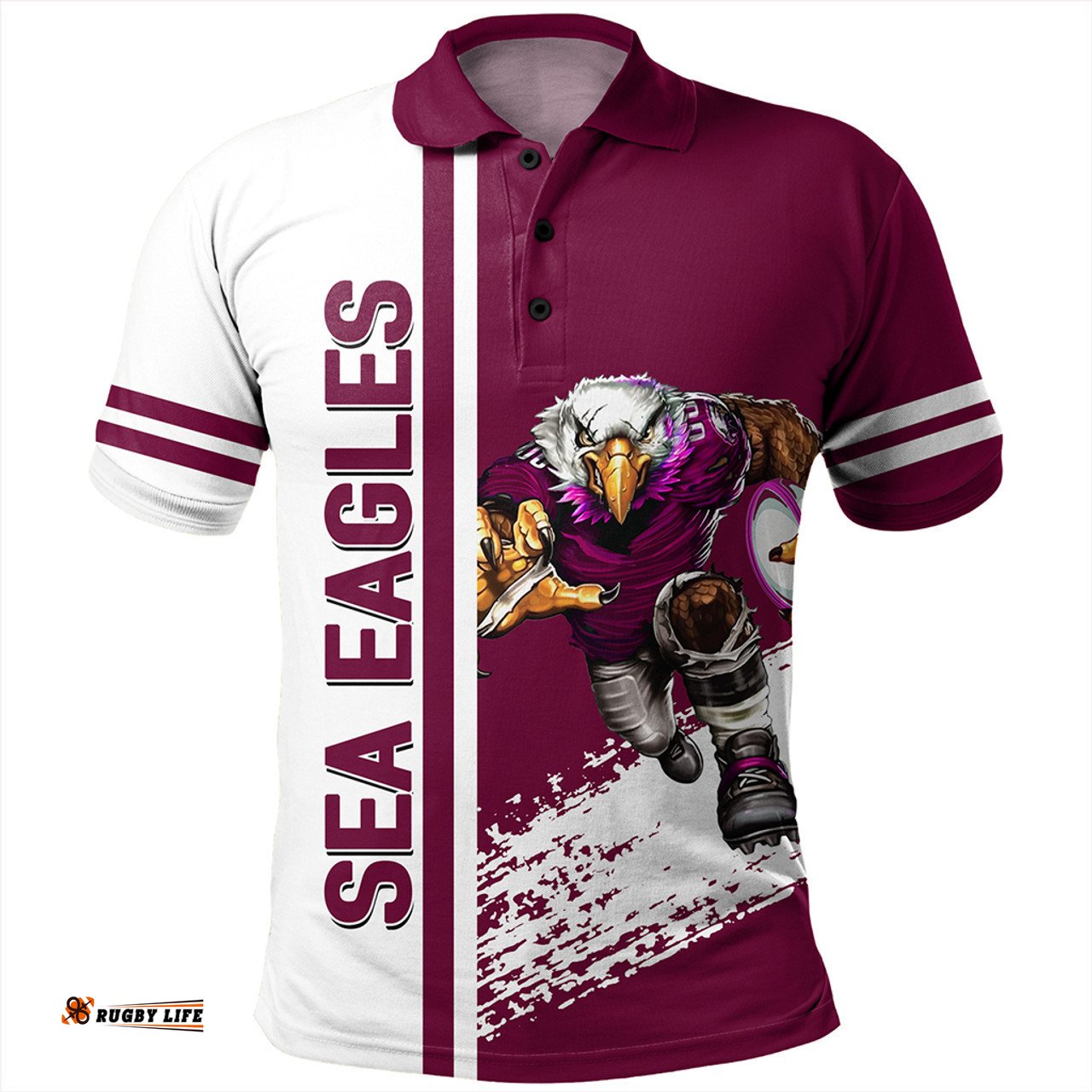 Amazing Aussie Manly Warringah Sea Eagles Manly Warringah Sea Eagles Mascot Quater Style Polo Shirt