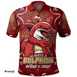 Amazing Aussie Redcliffe Dolphins Aboriginal Pattern Inspired Victory Is Ours Polo Shirt
