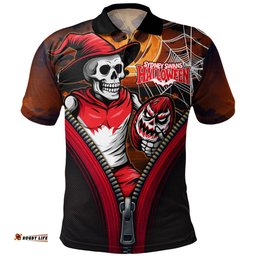 Amazing Aussie Sydney Swans Halloween Night Reaper Zipper Polo Shirt