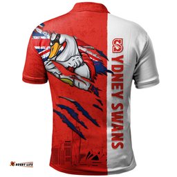 Amazing Aussie Sydney Swans Burning Passion Of Power Scratch Style Polo Shirt