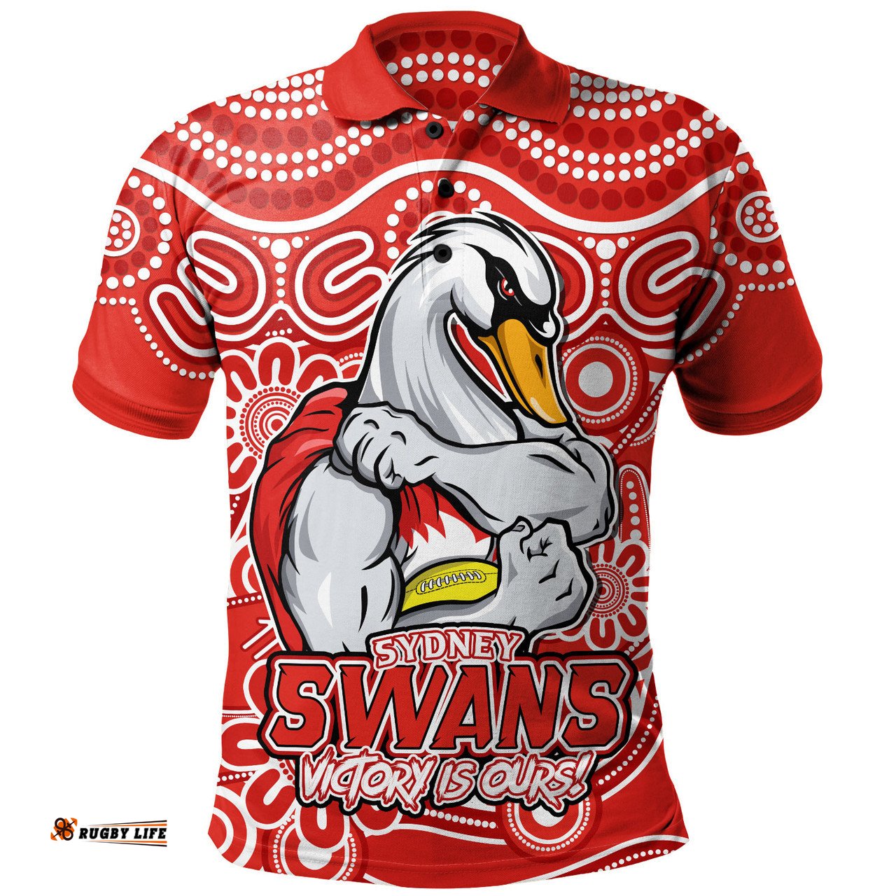 Amazing Aussie Sydney Swans Aboriginal Inspired Tough Fan Football For Life Polo Shirt