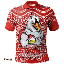Amazing Aussie Sydney Swans Aboriginal Inspired Tough Fan Football For Life Polo Shirt