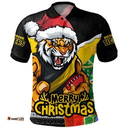 Amazing Aussie Richmond Santa Scoring Touchdown On Christmas Game Day Polo Shirt