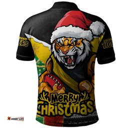 Amazing Aussie Richmond Santa Scoring Touchdown On Christmas Game Day Polo Shirt