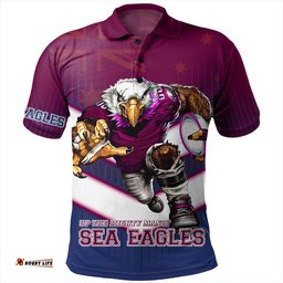 Amazing Aussie Manly Warringah Sea Eagles Manly Warringah Sea Eagles Mascot With Australia Flag Polo Shirt