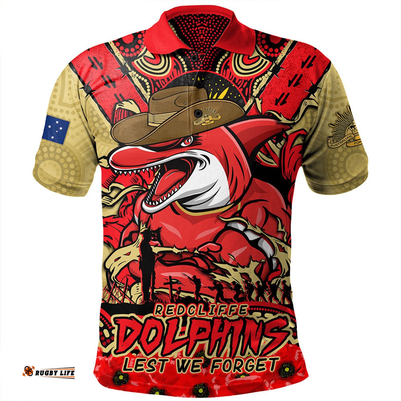 Amazing Aussie Redcliffe Dolphins Ripped Legacy Of The Game The ANZAC Spirit Lives On Polo Shirt