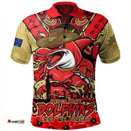 Amazing Aussie Redcliffe Dolphins Ripped Legacy Of The Game The ANZAC Spirit Lives On Polo Shirt