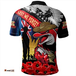 Amazing Aussie Redcliffe Dolphins United In Spirit Anzac Day Tribute Polo Shirt