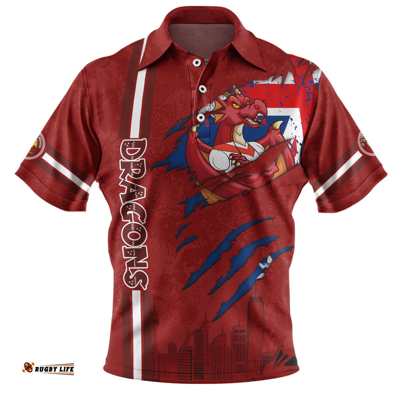 Amazing Aussie St. George Illawarra Dragons Happy Australia Day Flag Scratch Style Polo Shirt