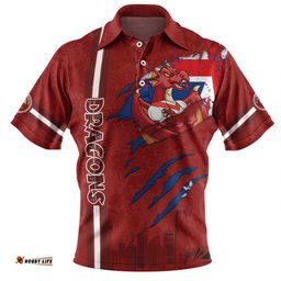 Amazing Aussie St. George Illawarra Dragons Happy Australia Day Flag Scratch Style Polo Shirt