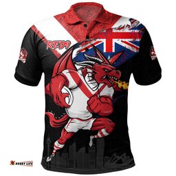 Amazing Aussie St. George Illawarra Dragons Custom For Die Hard Fan Australia Flag Scratch Style Polo Shirt