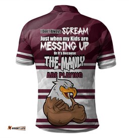 Amazing Aussie Manly Warringah Sea Eagles Father's Day Screaming Dad and Crazy Fan Polo Shirt