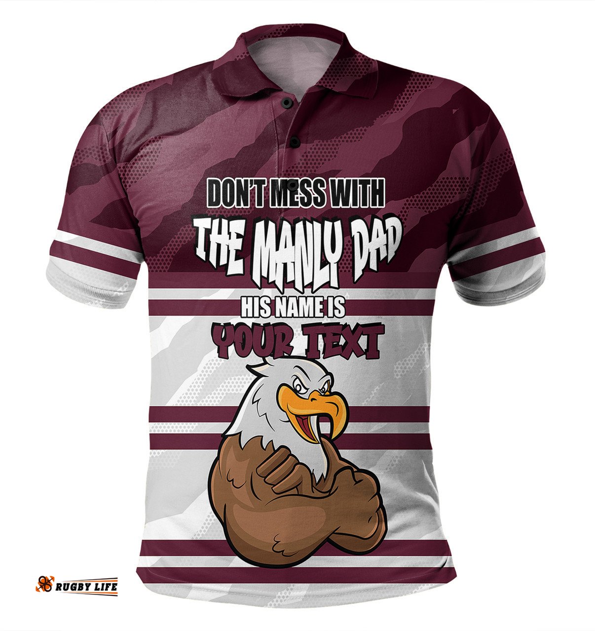 Amazing Aussie Manly Warringah Sea Eagles Father's Day Screaming Dad and Crazy Fan Polo Shirt