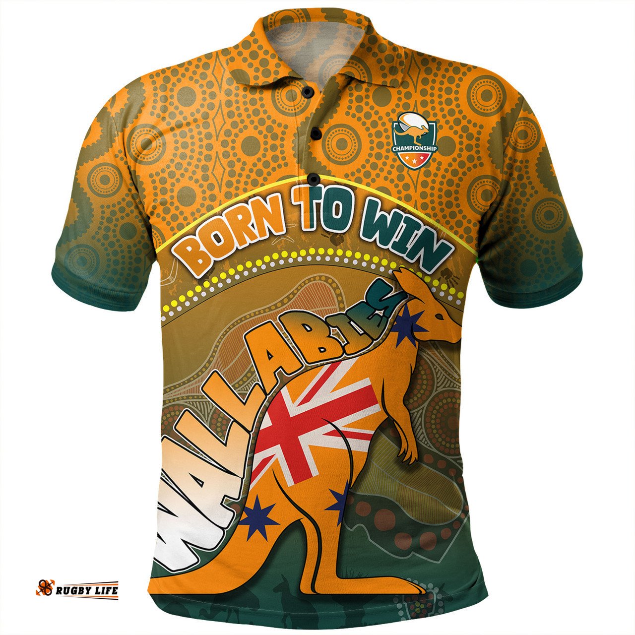 Amazing Aussie Wallabies Aboriginal Custom Australia Passionate Fan Born To Win With Aboriginal Inspired Style Polo Shirt