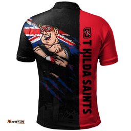 Amazing Aussie St Kilda Burning Passion Of Power Scratch Style Polo Shirt