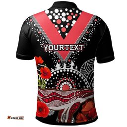 Amazing Aussie St. George Illawarra Dragons Anzac Custom Aboriginal Inspired Whale Anzac Poppies Polo Shirt
