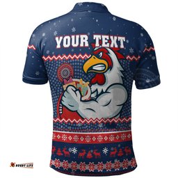 Amazing Aussie Sydney Roosters Christmas Custom Ugly Xmas And Aboriginal Patterns For Die Hard Fan Polo Shirt
