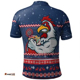 Amazing Aussie Sydney Roosters Christmas Custom Ugly Xmas And Aboriginal Patterns For Die Hard Fan Polo Shirt