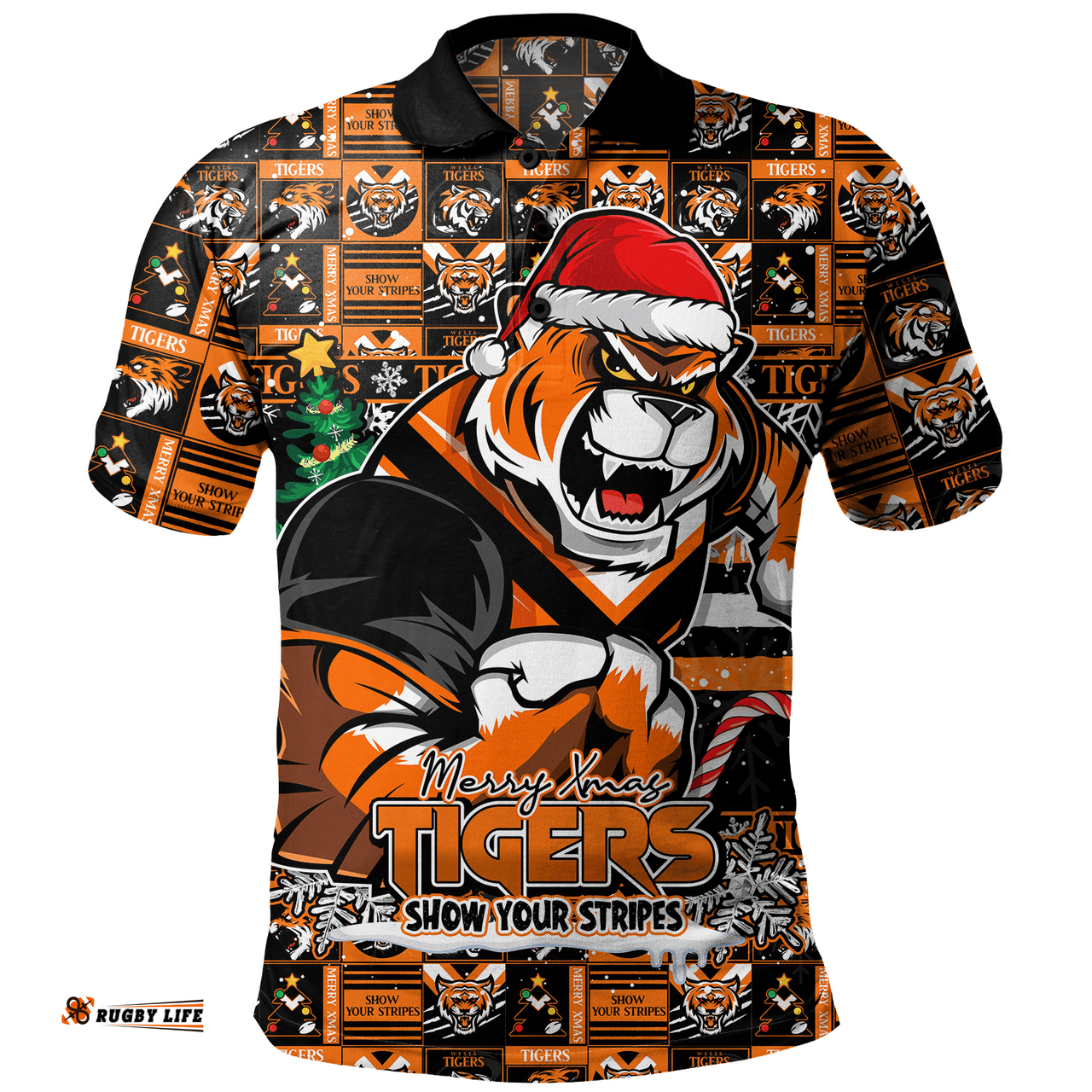 Amazing Aussie Wests Tigers Merry Ugly Christmas Comic Style Polo Shirt