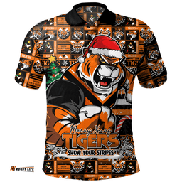 Amazing Aussie Wests Tigers Merry Ugly Christmas Comic Style Polo Shirt