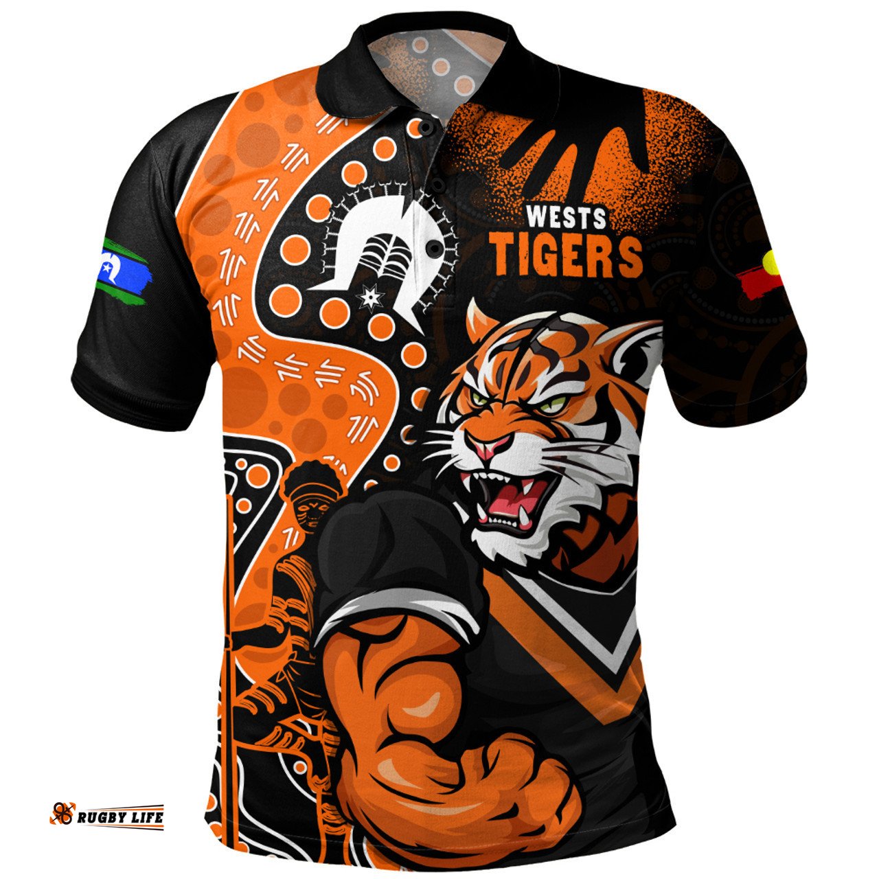 Amazing Aussie Wests Tigers NAIDOC Indigenous Warrior Spirit Polo Shirt