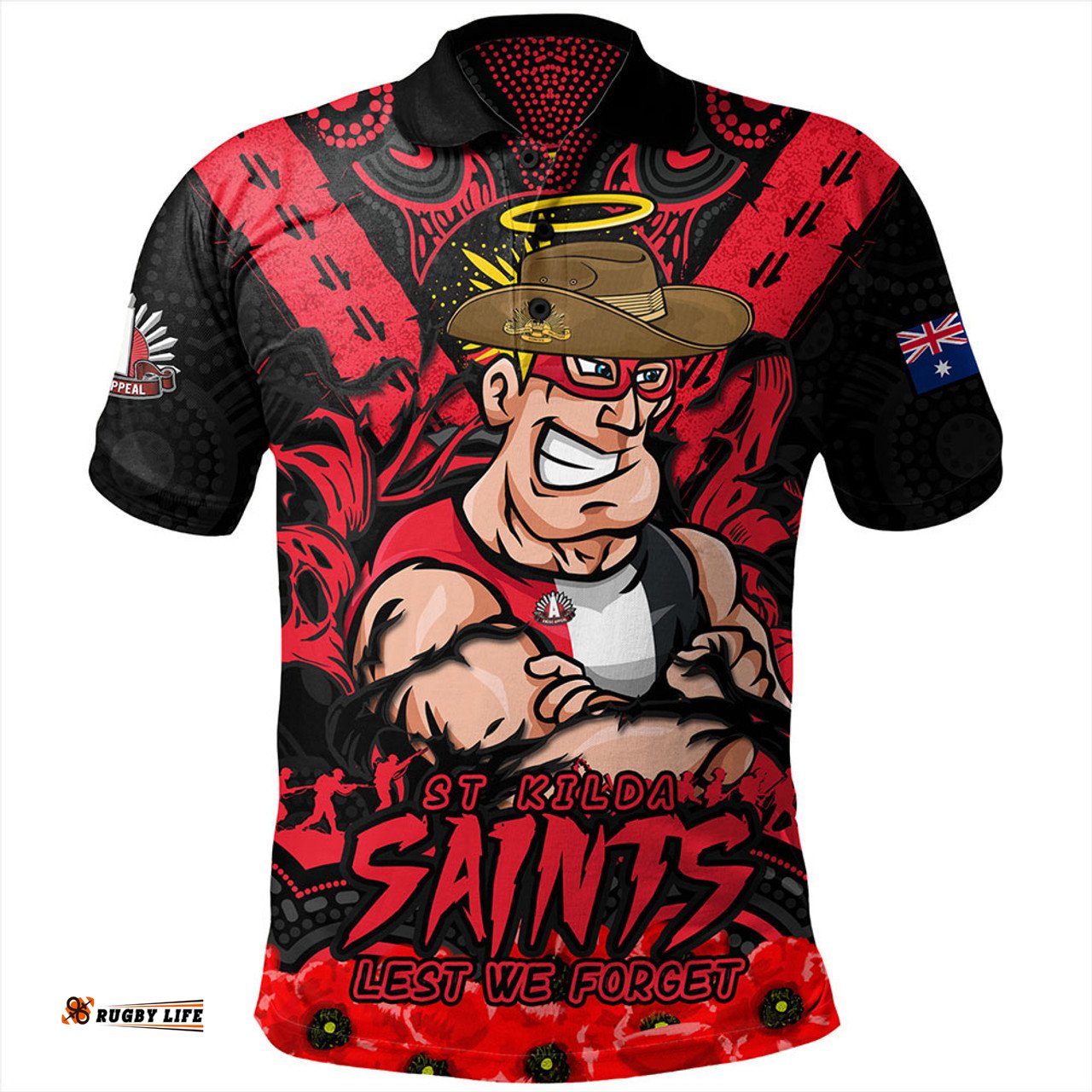 Amazing Aussie St Kilda Ripped Legacy Of The Game The ANZAC Spirit Lives On Polo Shirt