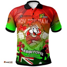 Amazing Aussie South Sydney Rabbitohs South Sydney Rabbitohs Remembrance Day Lest We Forget Poppies Polo Shirt