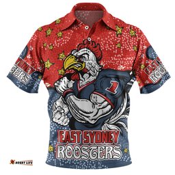 Amazing Aussie Sydney Roosters Custom Team With Dot And Star Patterns For Tough Fan Polo Shirt