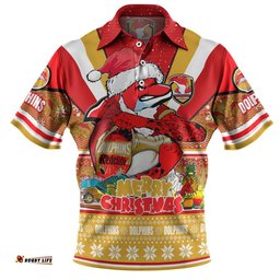 Amazing Aussie Redcliffe Dolphins Christmas Custom Redcliffe Dolphins Santa Aussie Big Things Polo Shirt