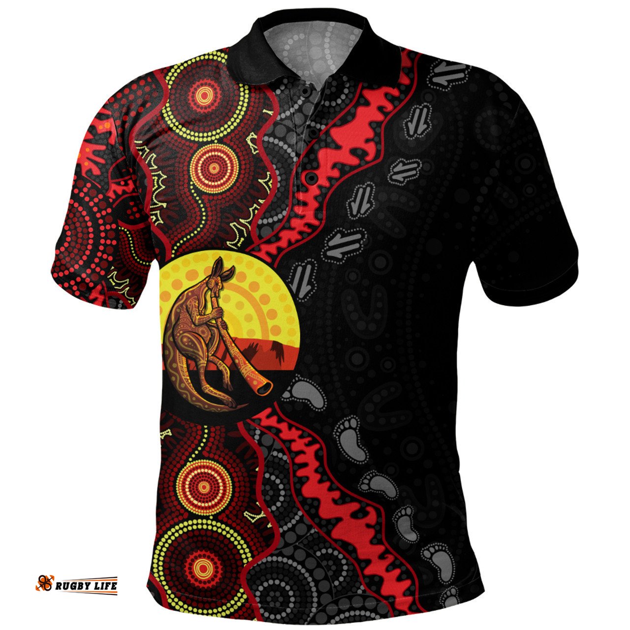 Amazing Aussie Indigenous Australian Aboriginal Didgeridoo Sunset Dreaming Polo Shirt