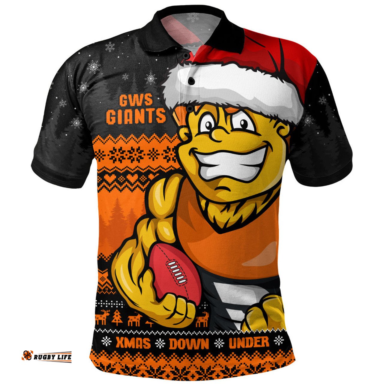Amazing Aussie GWS GIANTS Merry Christmas Down Under Footy Power Style Polo Shirt