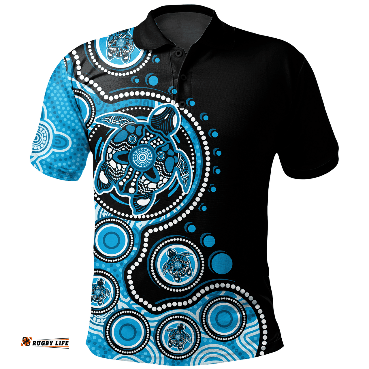 Amazing Aussie Australia Indigenous Turtle Aboriginal Dot Art Blue Polo Shirt