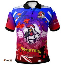 Amazing Aussie Sydney Roosters Custom Sydney Roosters Remembrance Day Lest We Forget Poppies Polo Shirt