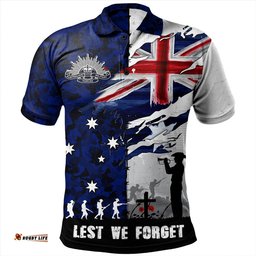 Amazing Aussie Australia Remembrance Day Lest We Forget Australian Military Tribute Blue Polo Shirt