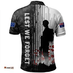 Amazing Aussie Australia Spirit Of Remembrance Day Lest We Forget Black Polo Shirt