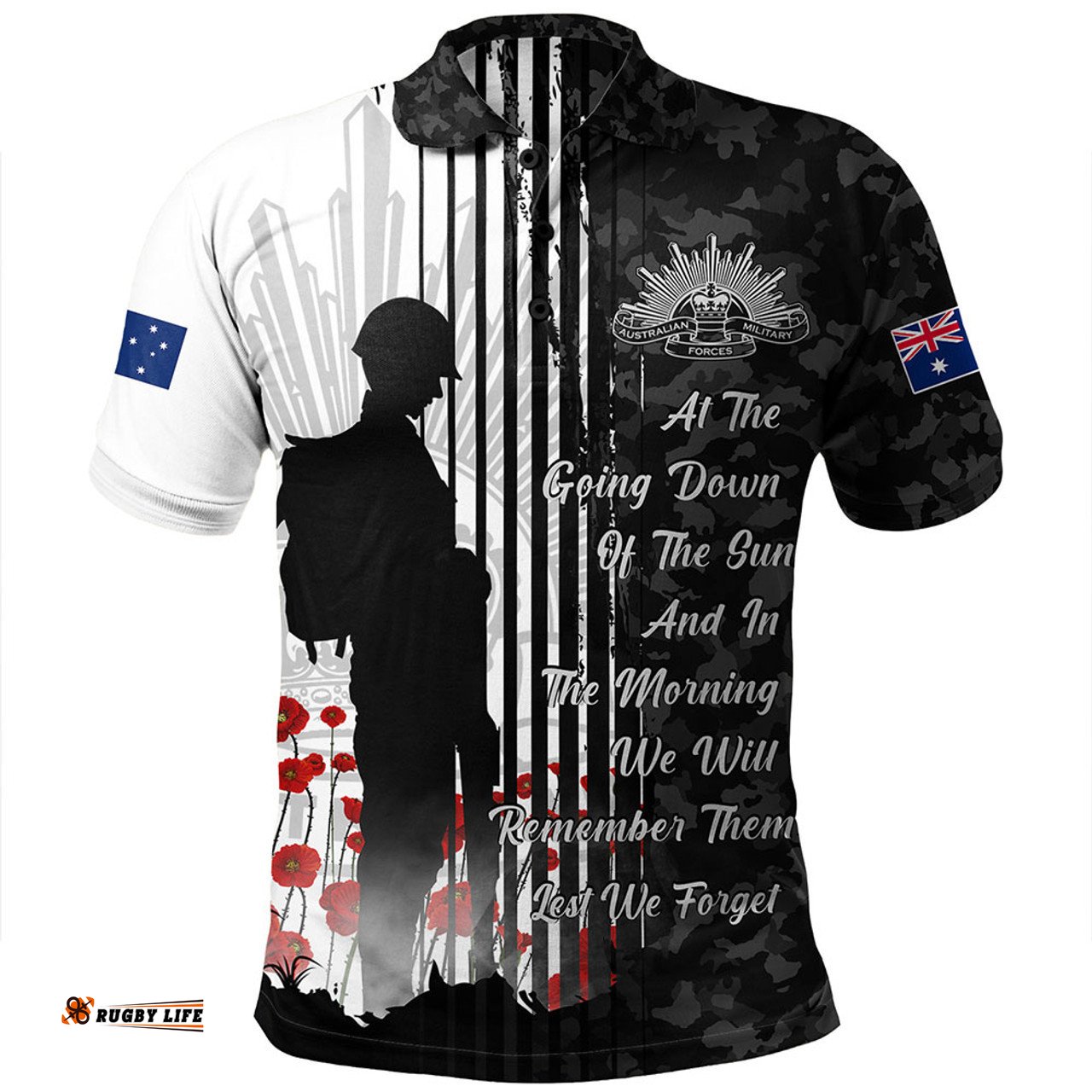 Amazing Aussie Australia Spirit Of Remembrance Day Lest We Forget Black Polo Shirt