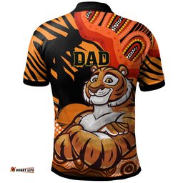 Amazing Aussie Wests Tigers Custom Father's Day West Wests Tigers with Aboriginal Inspired Pattern Dad Of Wests Tigers and Ball Polo Shirt