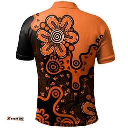 Amazing Aussie Australia Aboriginal Style Of Background Orange Polo Shirt