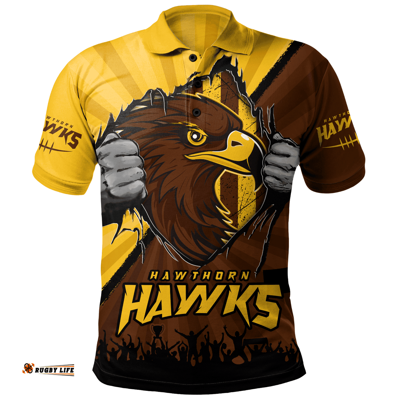 Amazing Aussie Hawthorn Breaking Through Fan Design Polo Shirt