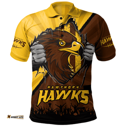 Amazing Aussie Hawthorn Breaking Through Fan Design Polo Shirt