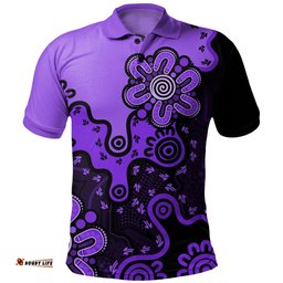 Amazing Aussie Australia Aboriginal Style Of Background Purple Polo Shirt